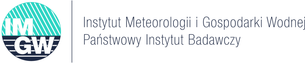 Informacja o organizatorze konferencji - logo Instytutu Meteorologii i Gospodarki Wodnej - Państwowego Instytutu Badawczego
